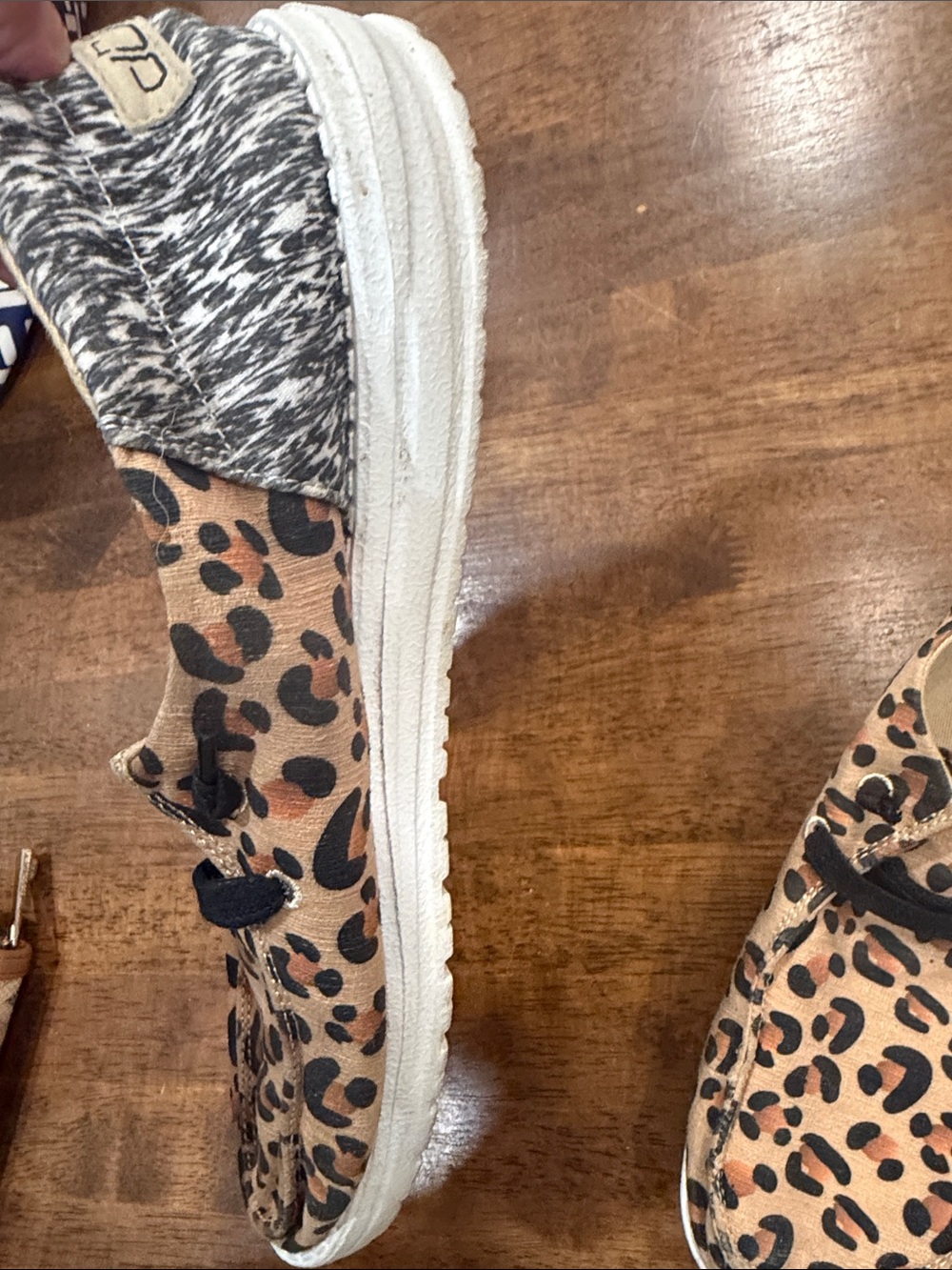 Hey Dude Women's Leopard Print Slip-On Moccasins - Black & Tan - Picture 7 of 8